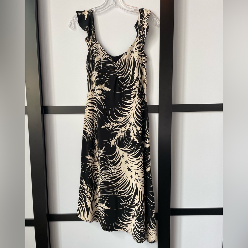 BCBGMaxAzria Black and Cream Midi Dress